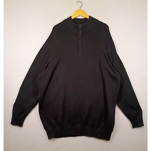 Dark Academia SYNRGY Mens 2XLT Black 100% Cotton Ribbed Quarter Zip Sweater